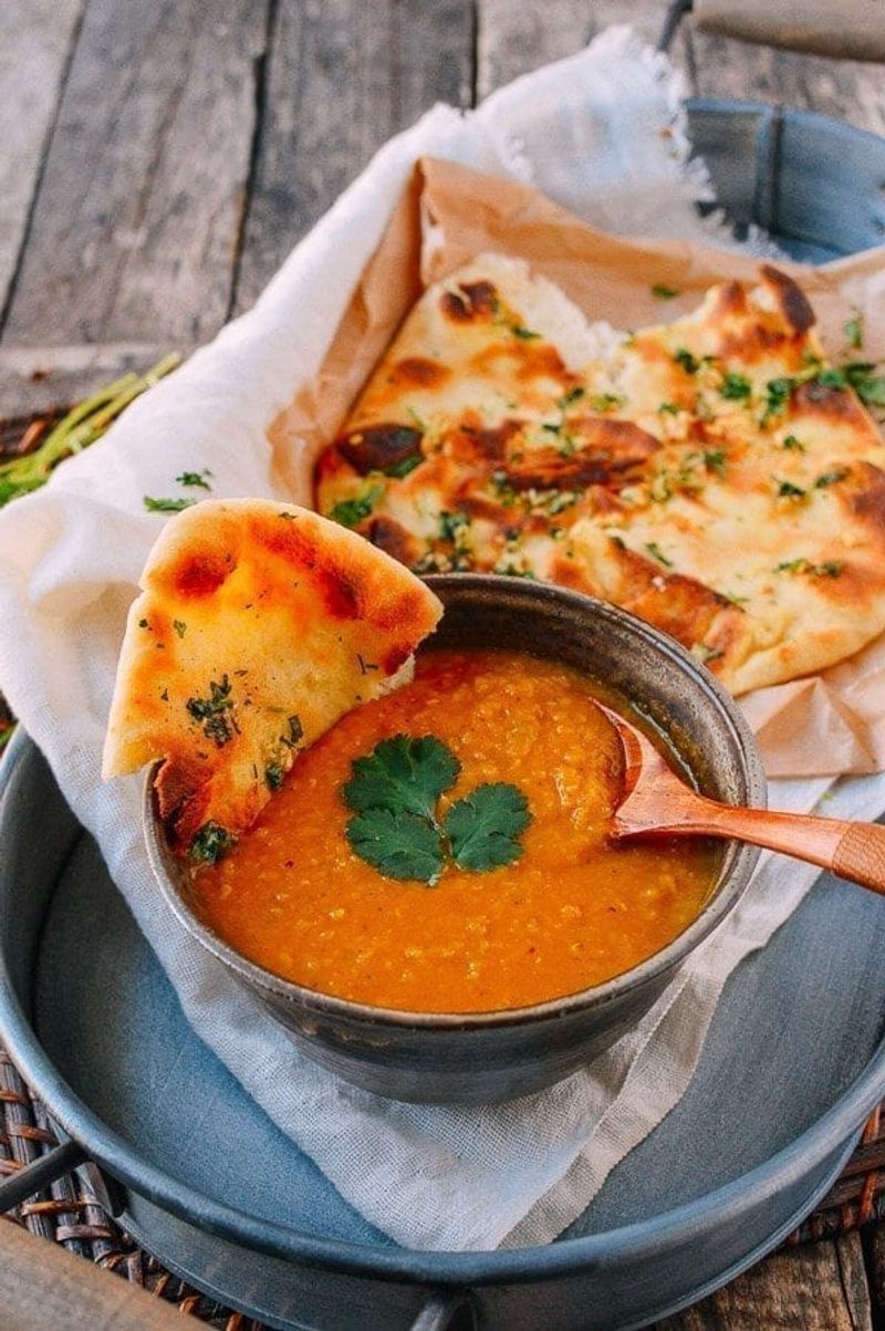 Curried Yellow Lentil Bowl with Naan