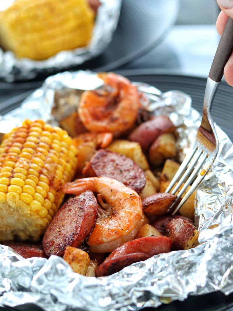 Spicy Cajun Shrimp and Sausage Packets