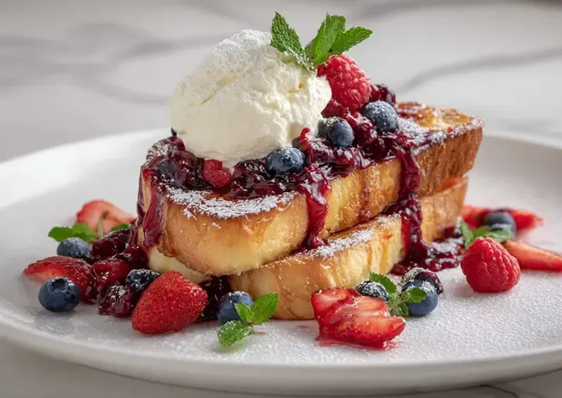 French Toast with Whipped Mascarpone and Strawberries