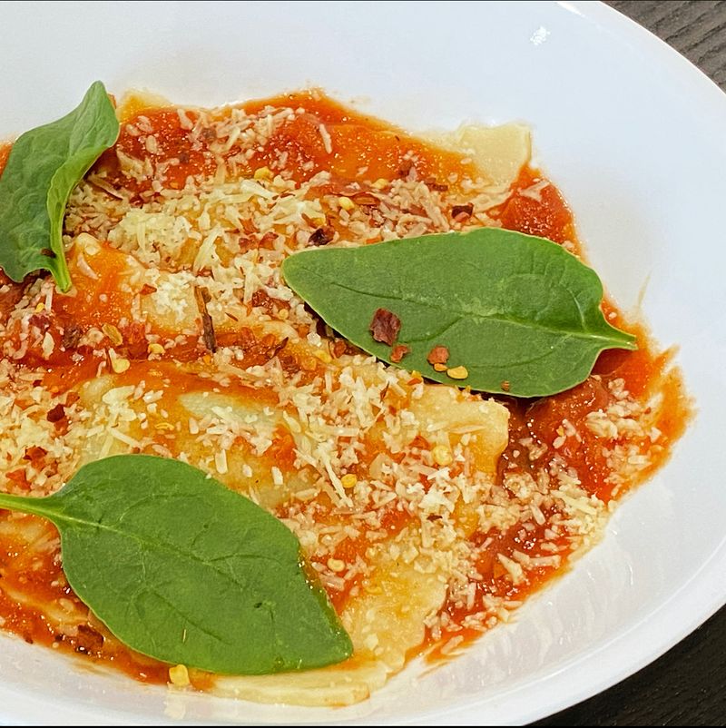 Spinach and Ricotta Ravioli with Marinara
