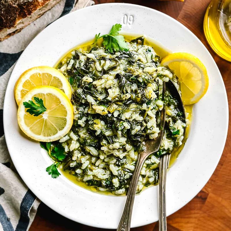 Spanakorrizo Soup (Spinach and Rice Soup)