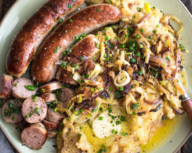 Colcannon Mash with Black Pudding Sausages