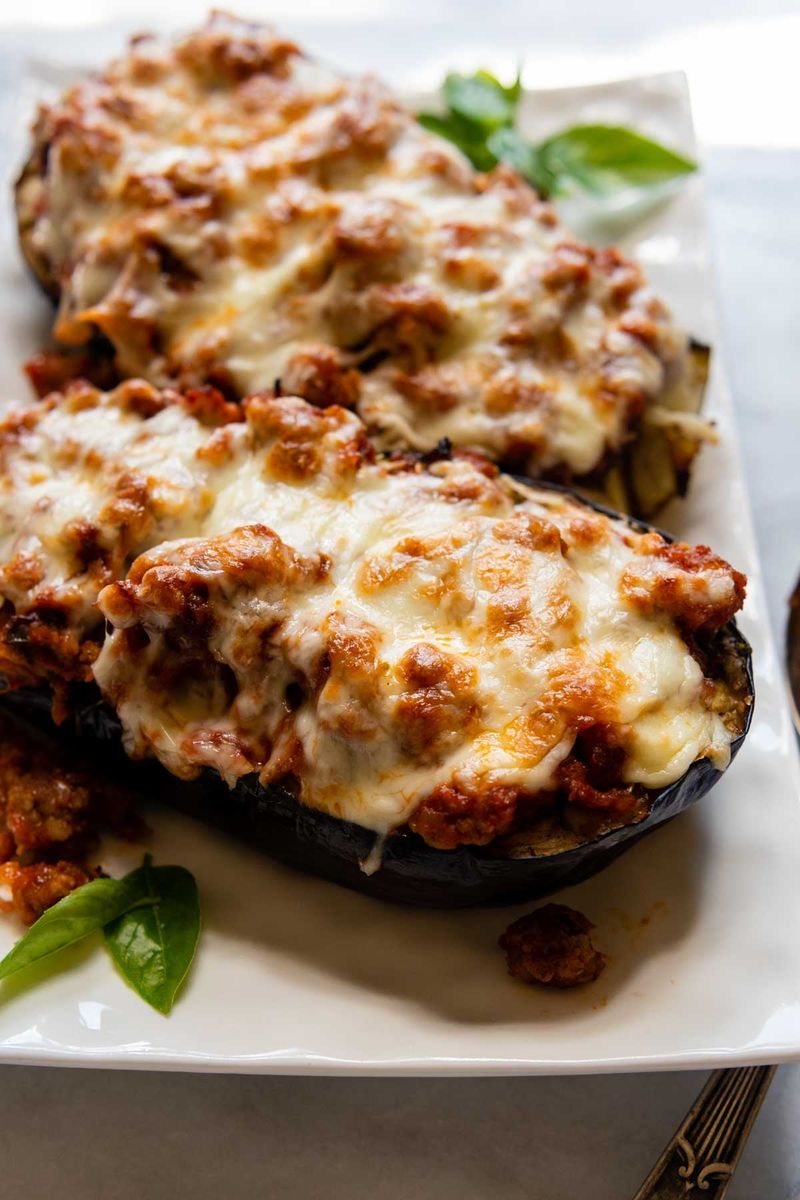 Italian Sausage and Ricotta Stuffed Aubergine