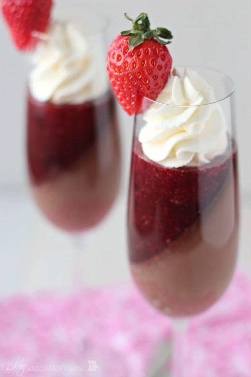 Strawberry Mousse in Champagne Flutes