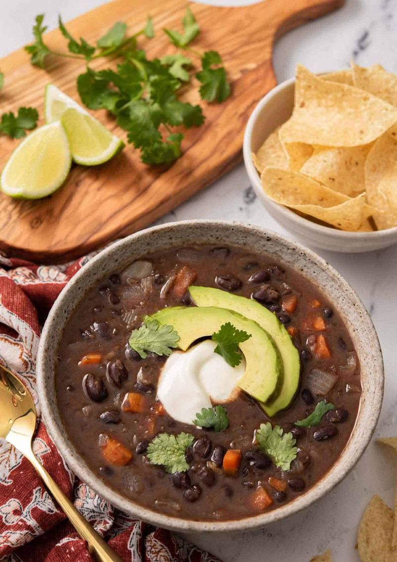 Black Bean Soup + A Dollop of Sour Cream and Salsa