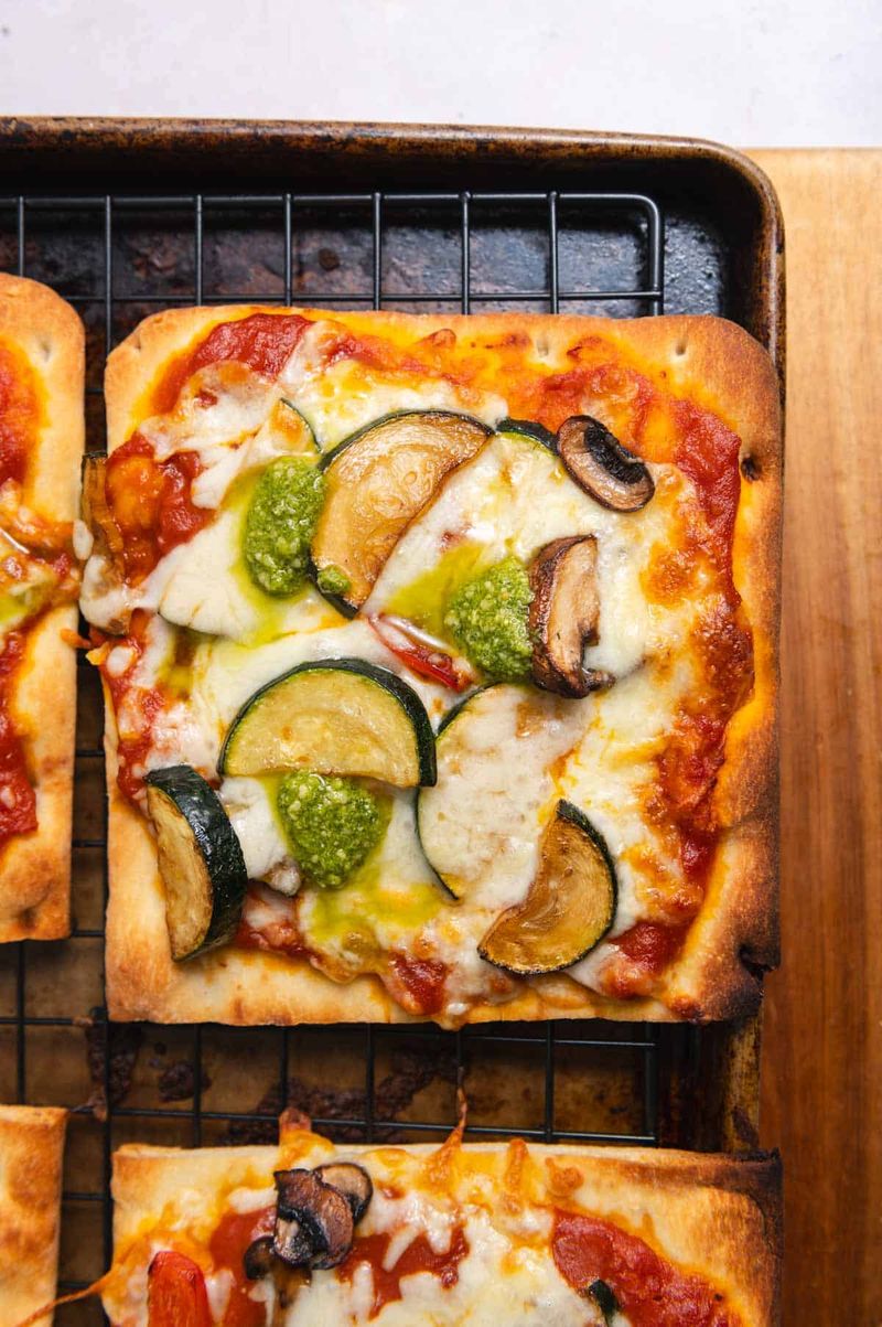 Flatbread Pizza Topped With Fridge Leftovers