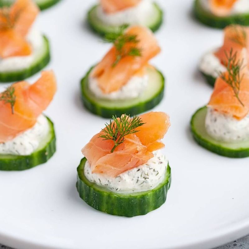 Smoked Salmon on Cucumber Rounds