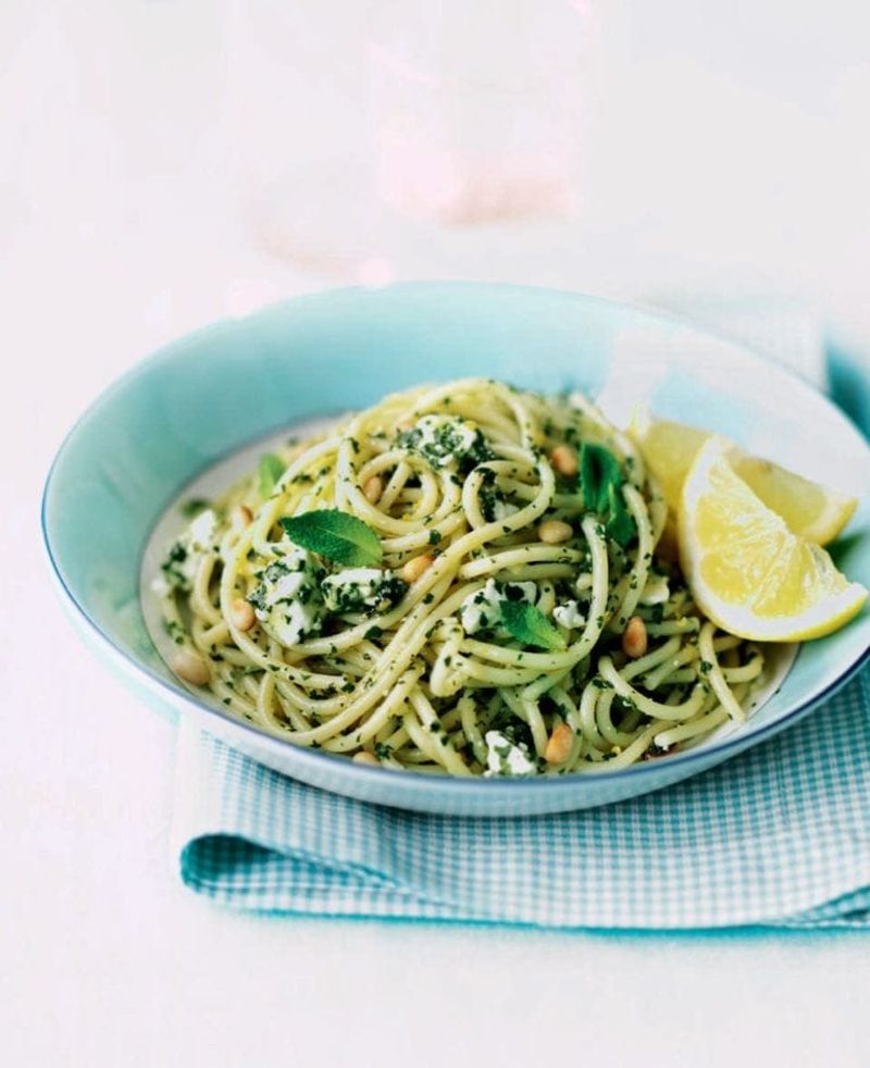 Mint Pesto on Pasta or Toast