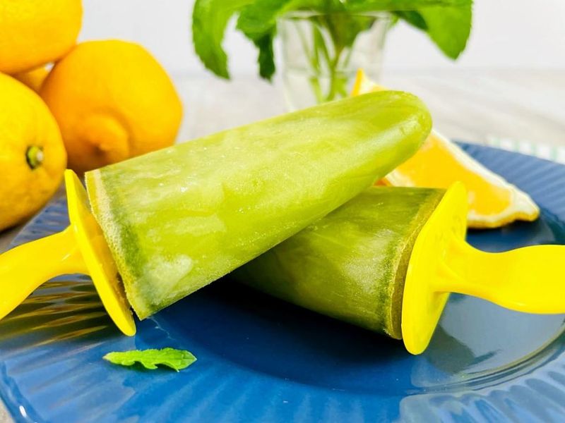 Frozen Mint Lemonade Popsicles