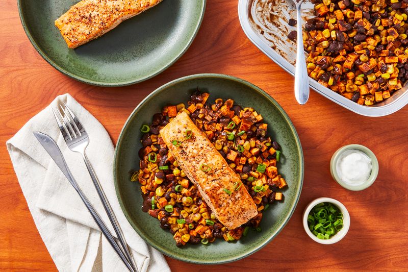 Chili Lime Salmon with Corn and Black Beans