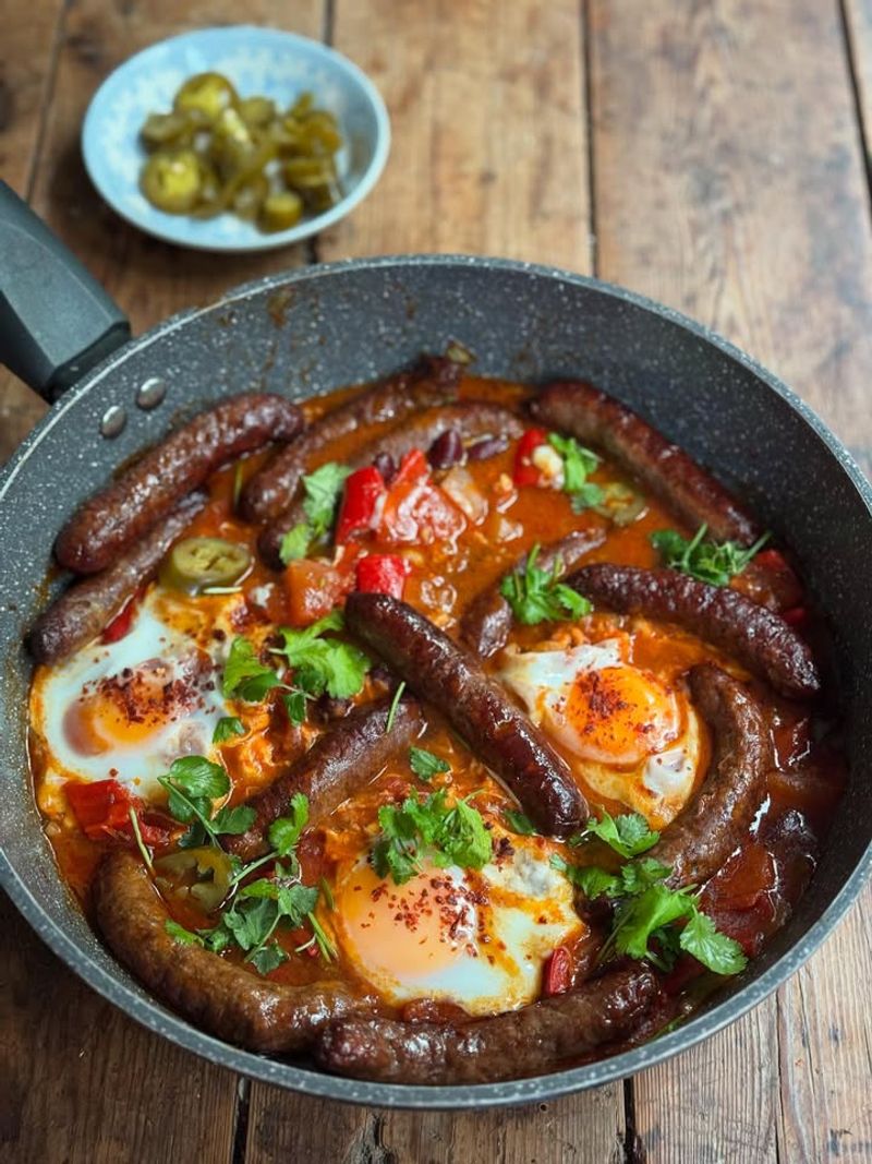 Moroccan Shakshuka with Merguez Sausage