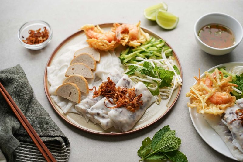 Vietnamese Banh Cuon (Steamed Rice Rolls)