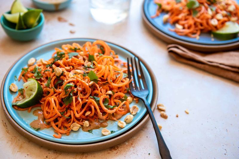 Carrot Noodles With Peanut Sauce