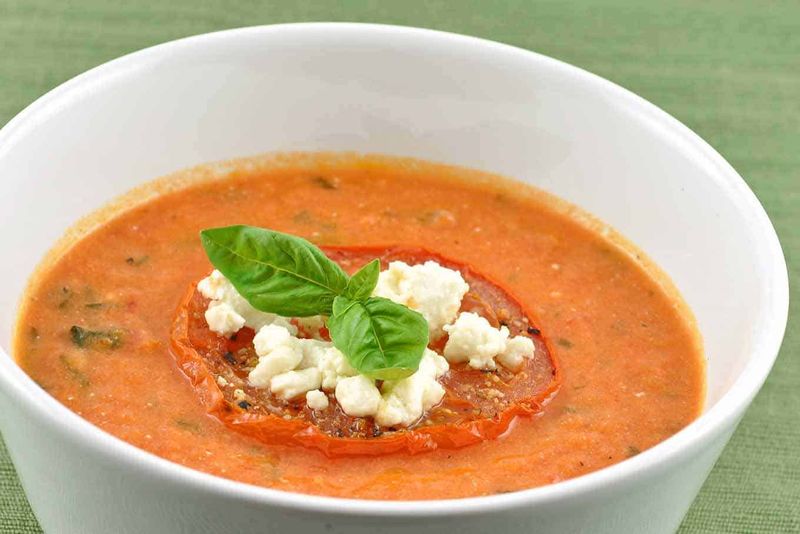 Roasted Red Pepper Soup + Whipped Goat Cheese