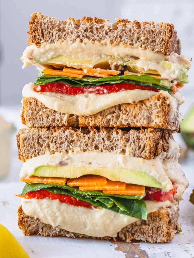 Hummus and Roasted Red Pepper Toastie