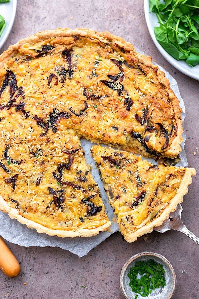 Caramelised Onion and Cheddar Quiche