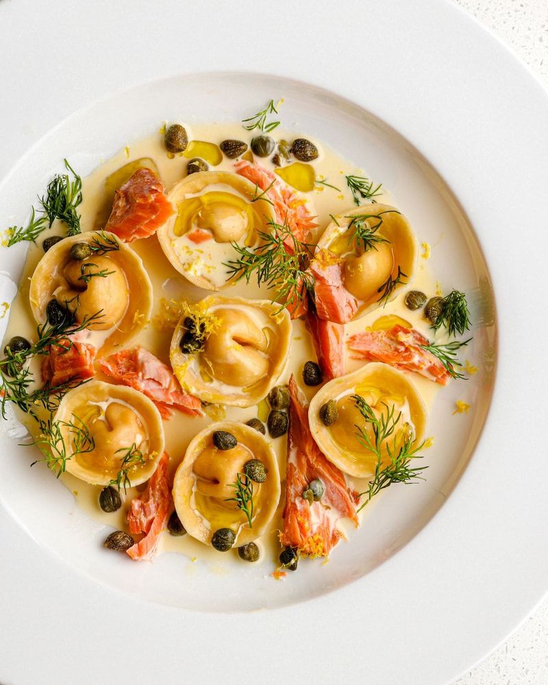 Smoked Salmon and Dill Ravioli with Caper Butter