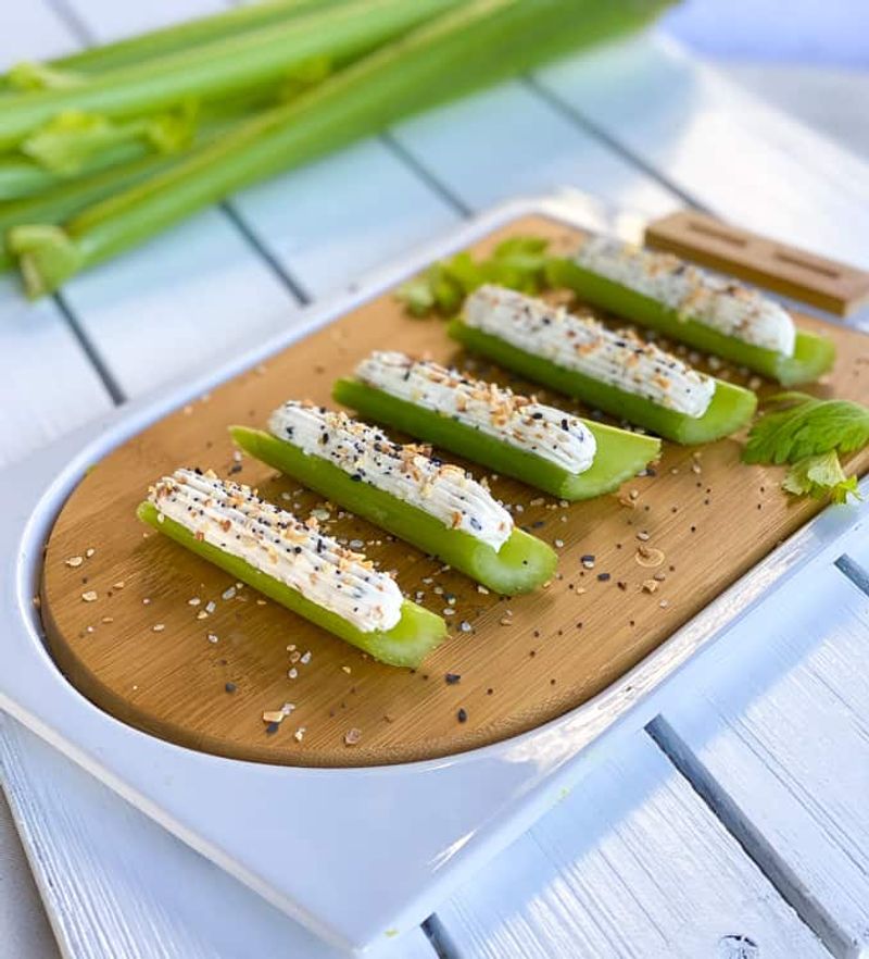Celery with Cream Cheese and Everything Bagel Seasoning