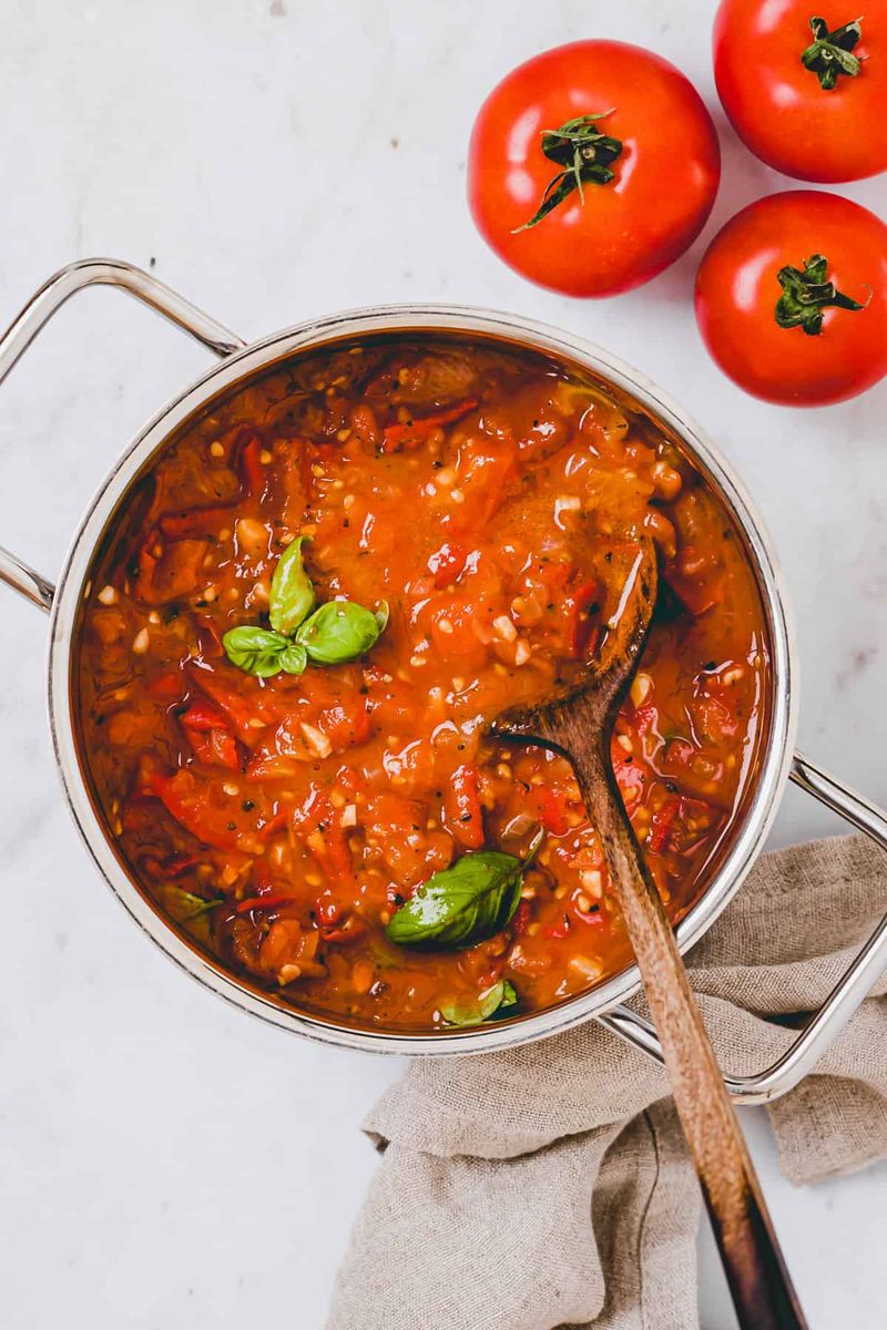 Homemade Tomato Sauce Simmering