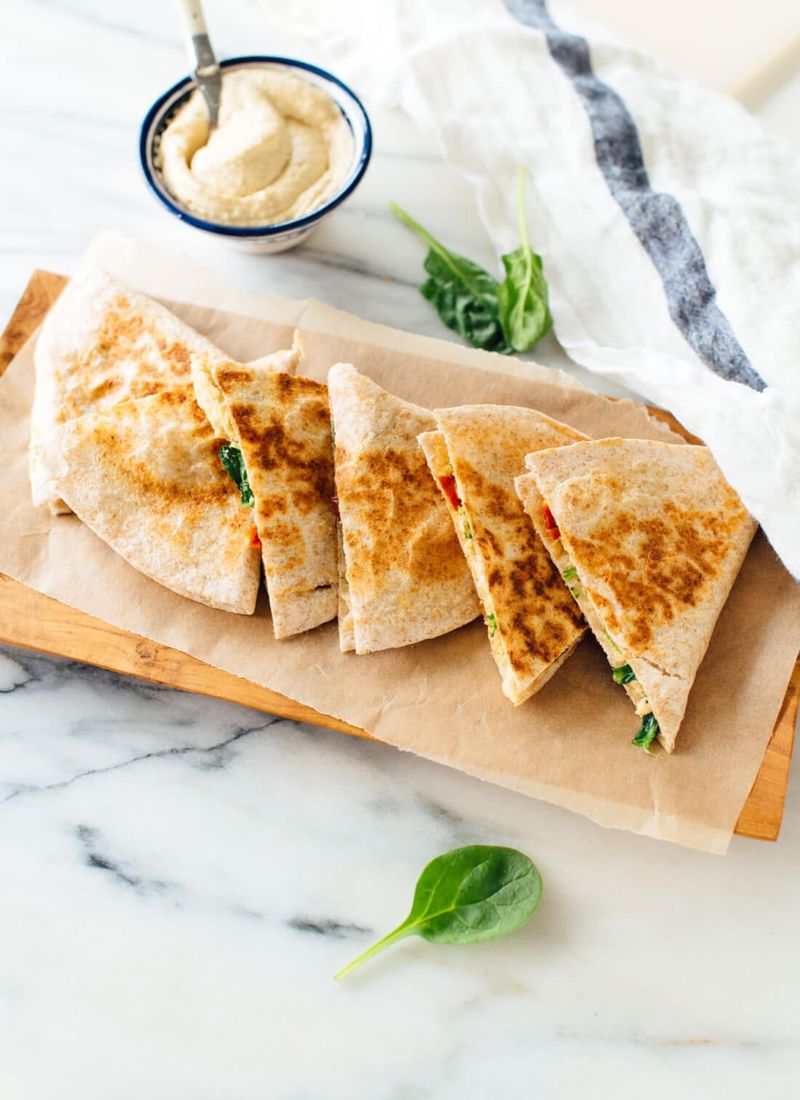 Vegetable Quesadilla with Hummus