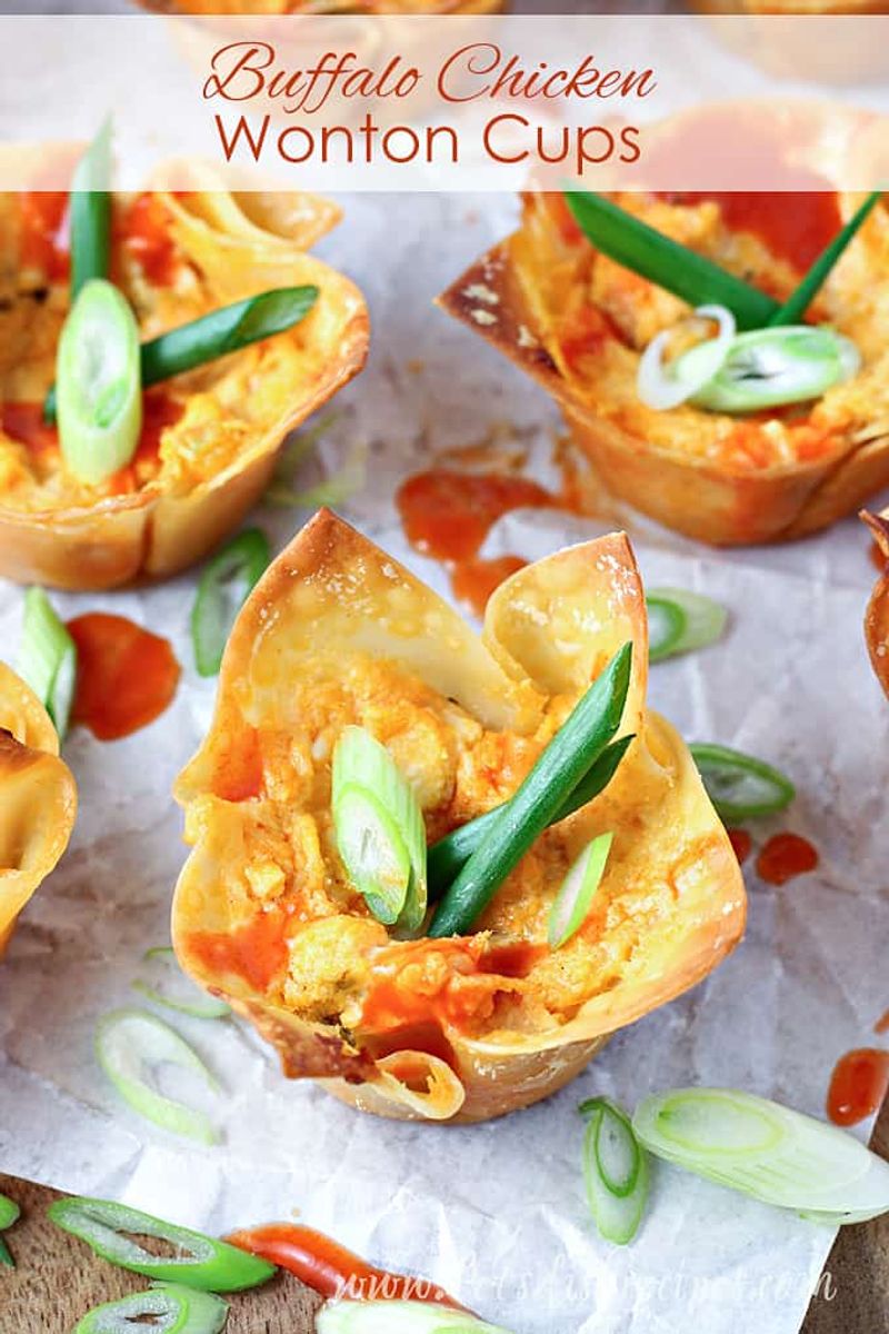 Buffalo Chicken Wonton Cups