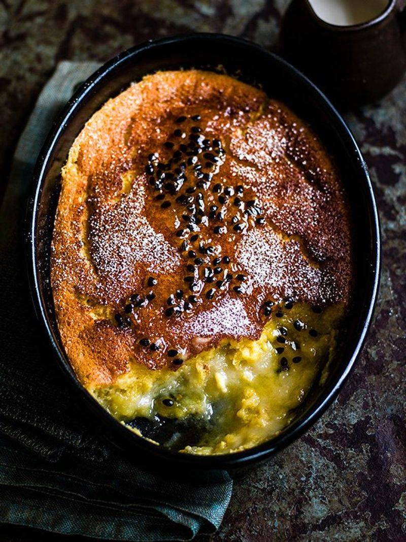 Passion Fruit Curd Pudding Cake
