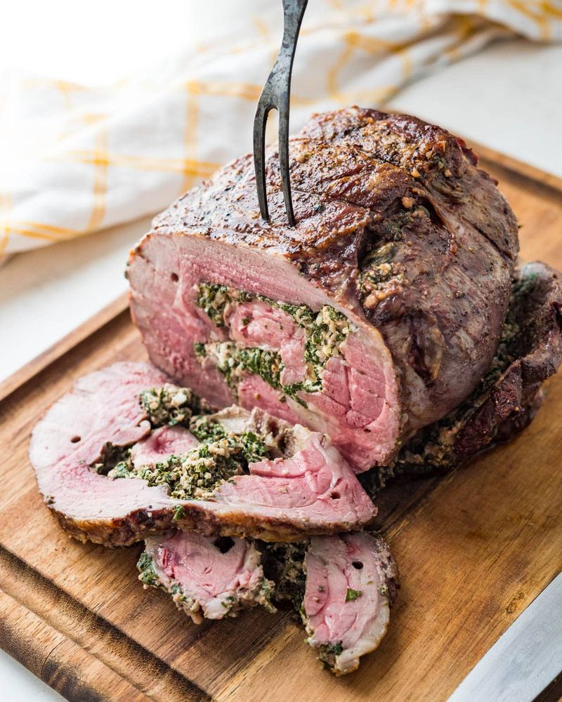 Herb-Stuffed Leg of Lamb