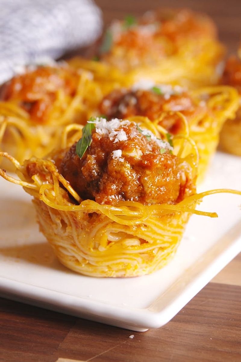 Spaghetti and Meatball Cups