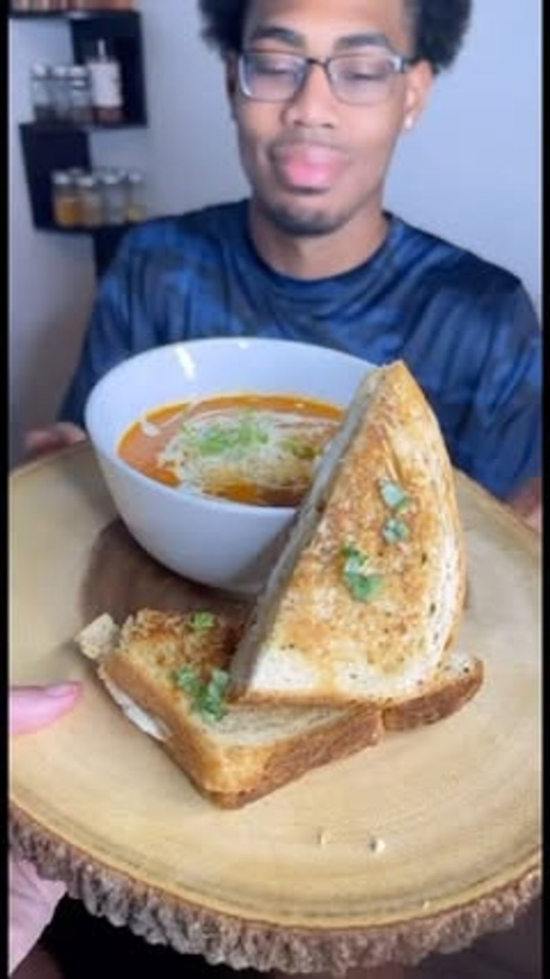 Creamy Tomato Soup in a Thermos with Grilled Cheese Dippers