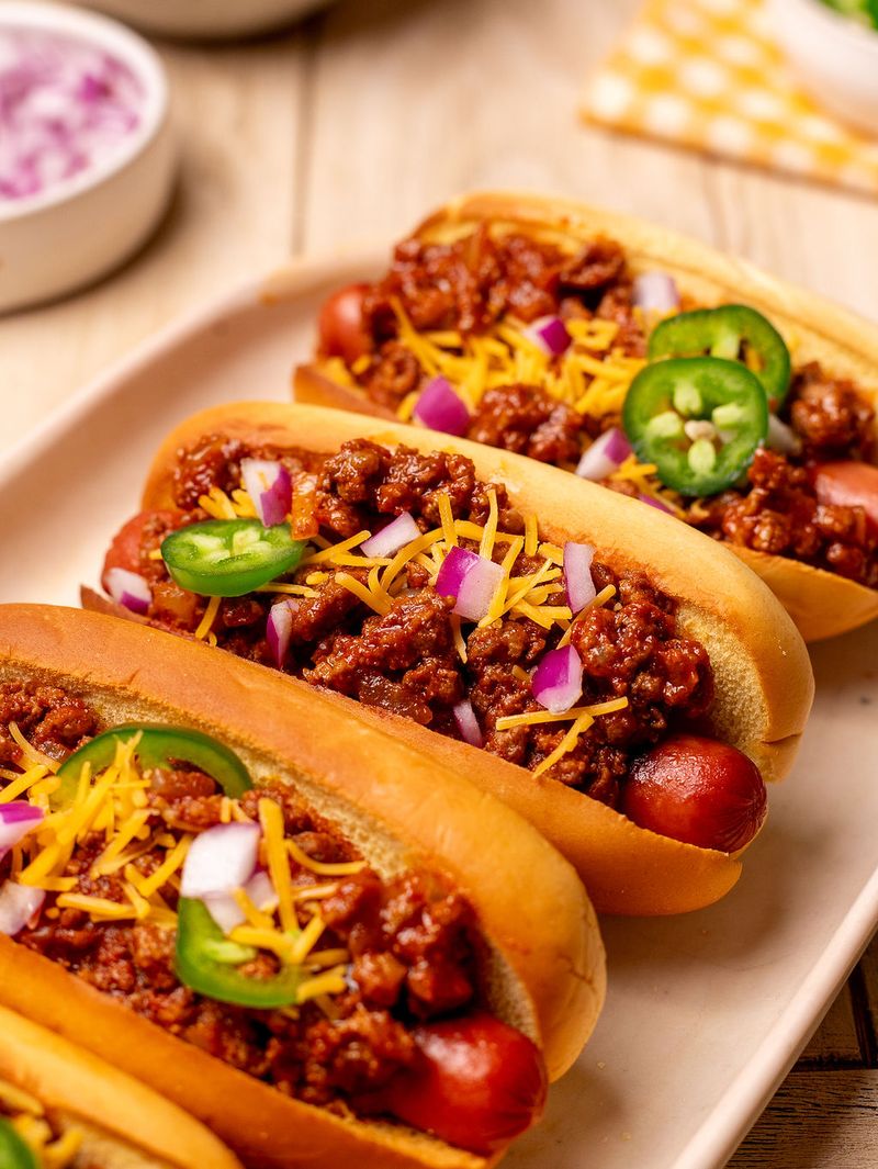 Chili-Topped Hot Dogs