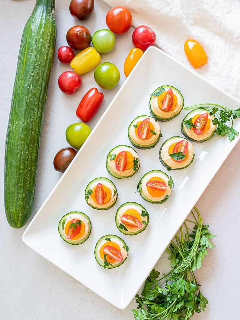 Cucumber Slices with Hummus