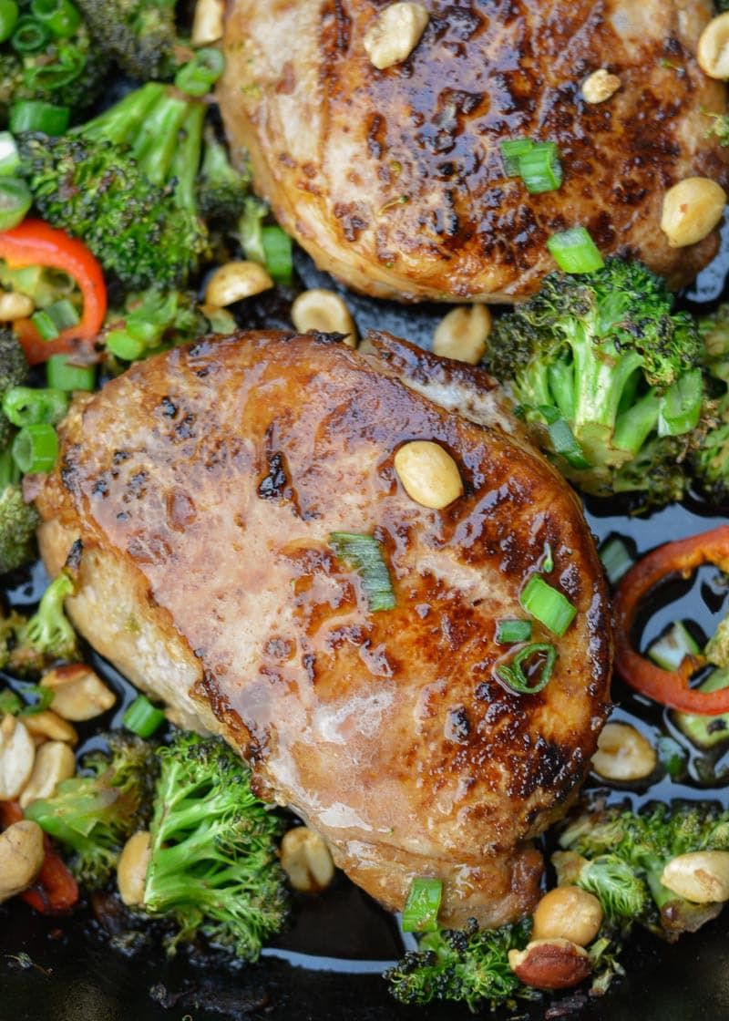 Teriyaki Pork Chops with Sesame Broccoli