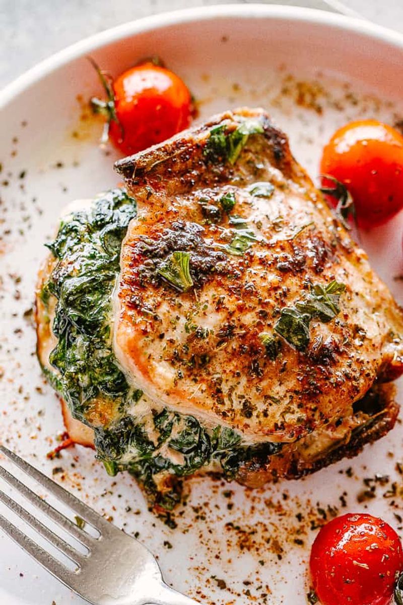 Stuffed Pork Chops with Spinach and Feta