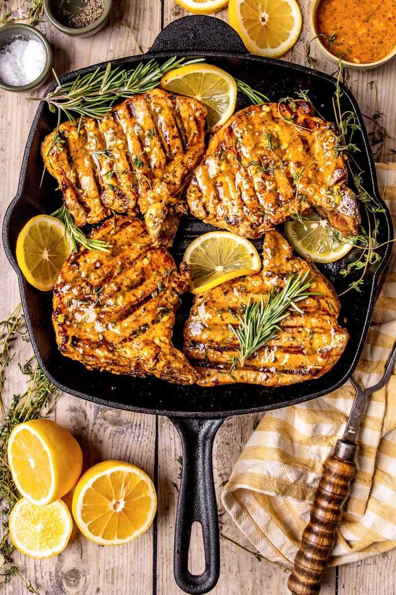 Lemon Herb Grilled Pork Chops