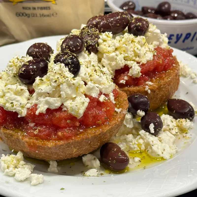 Dakos (Cretan Barley Rusk Salad)