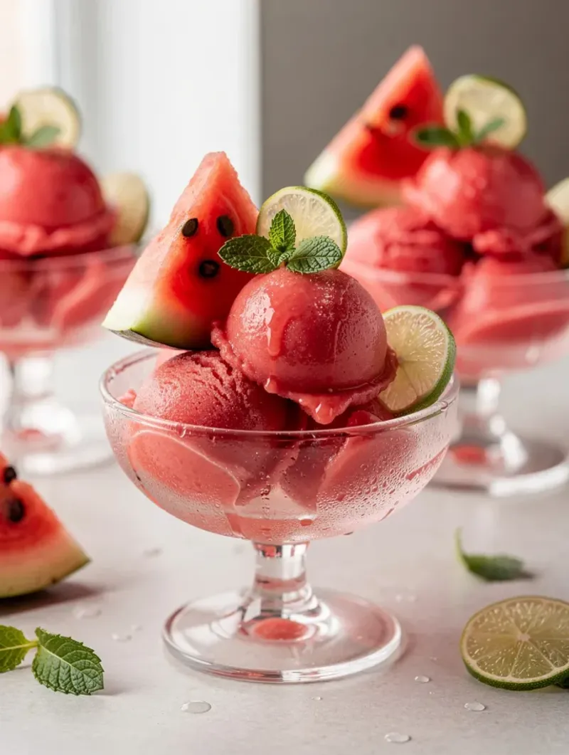 Watermelon Sorbet Slices