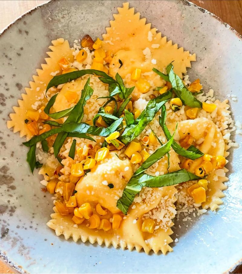 Toasted Corn and Cotija Ravioli with Chipotle Butter