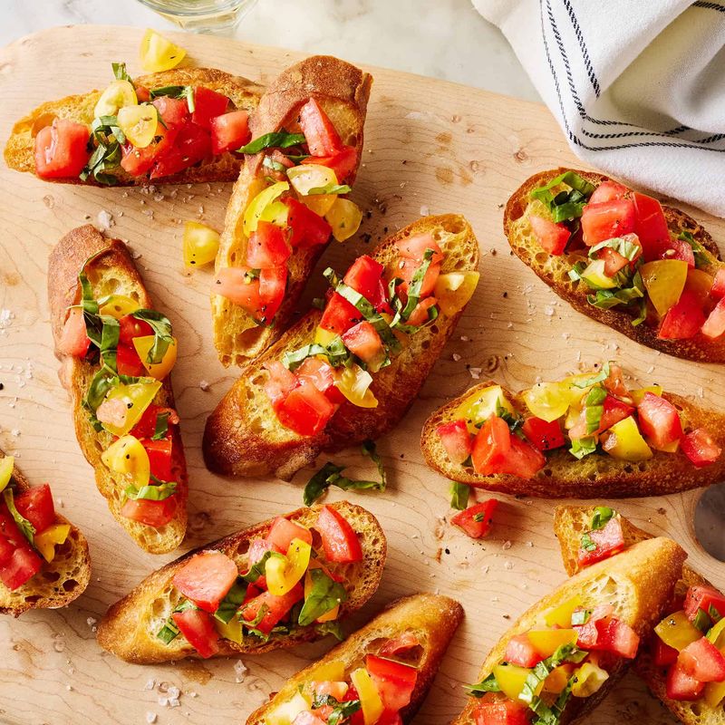 Bruschetta on Toasted Baguette Slices