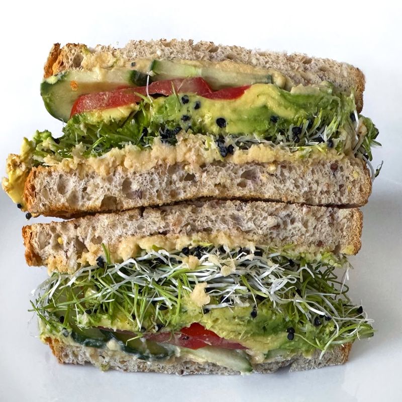 Avocado and Sprouts on Multigrain Mini Bread
