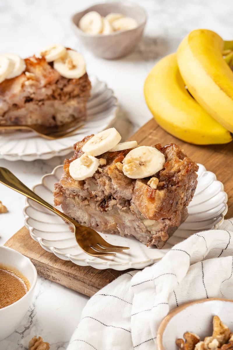 Banana Bread Pudding with Oat Milk