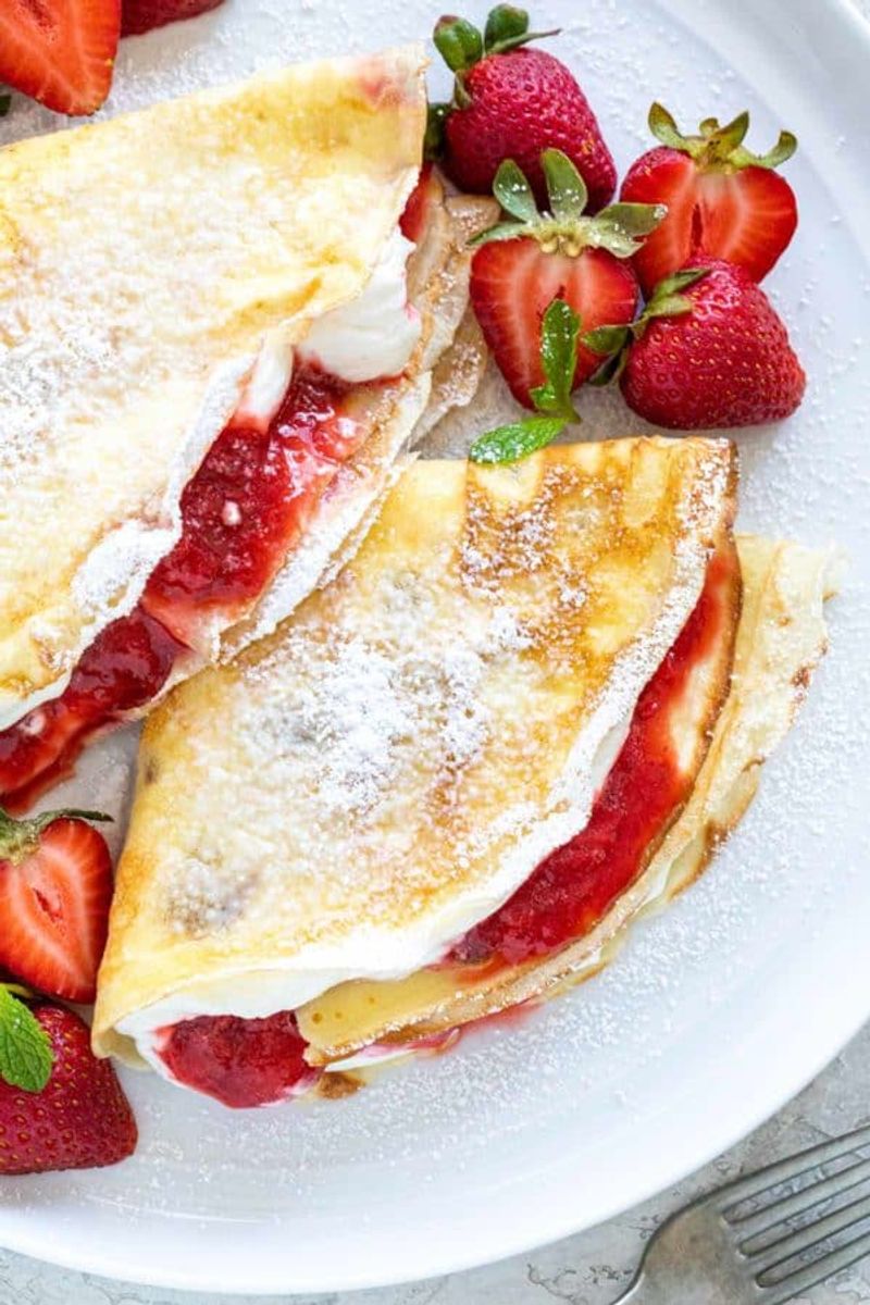 Crepes with Strawberries and Cream