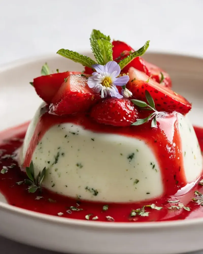 Strawberry Basil Panna Cotta