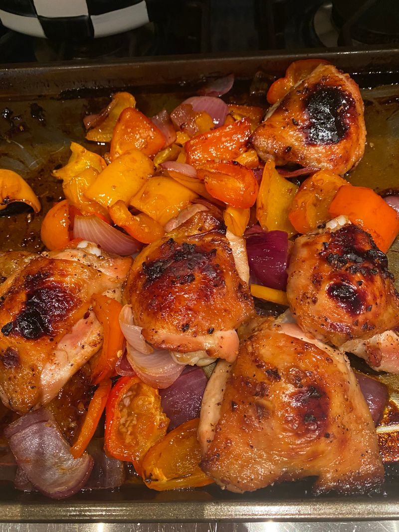 Sheet Pan Chicken With Peppers and Onions