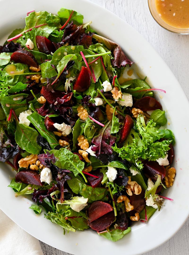 Radish and Beet Salad with Walnut Dressing