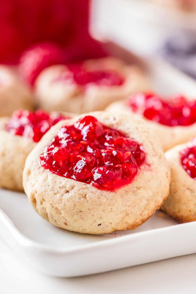 Raspberry Jam Thumbprint Cookies
