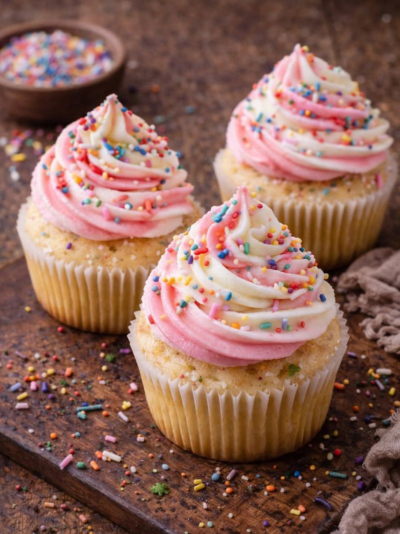 Mini Vanilla Cupcakes with Swirled Frosting