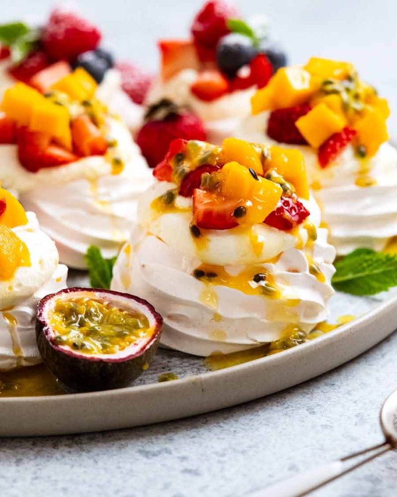 Mini Pavlovas with Passion Fruit