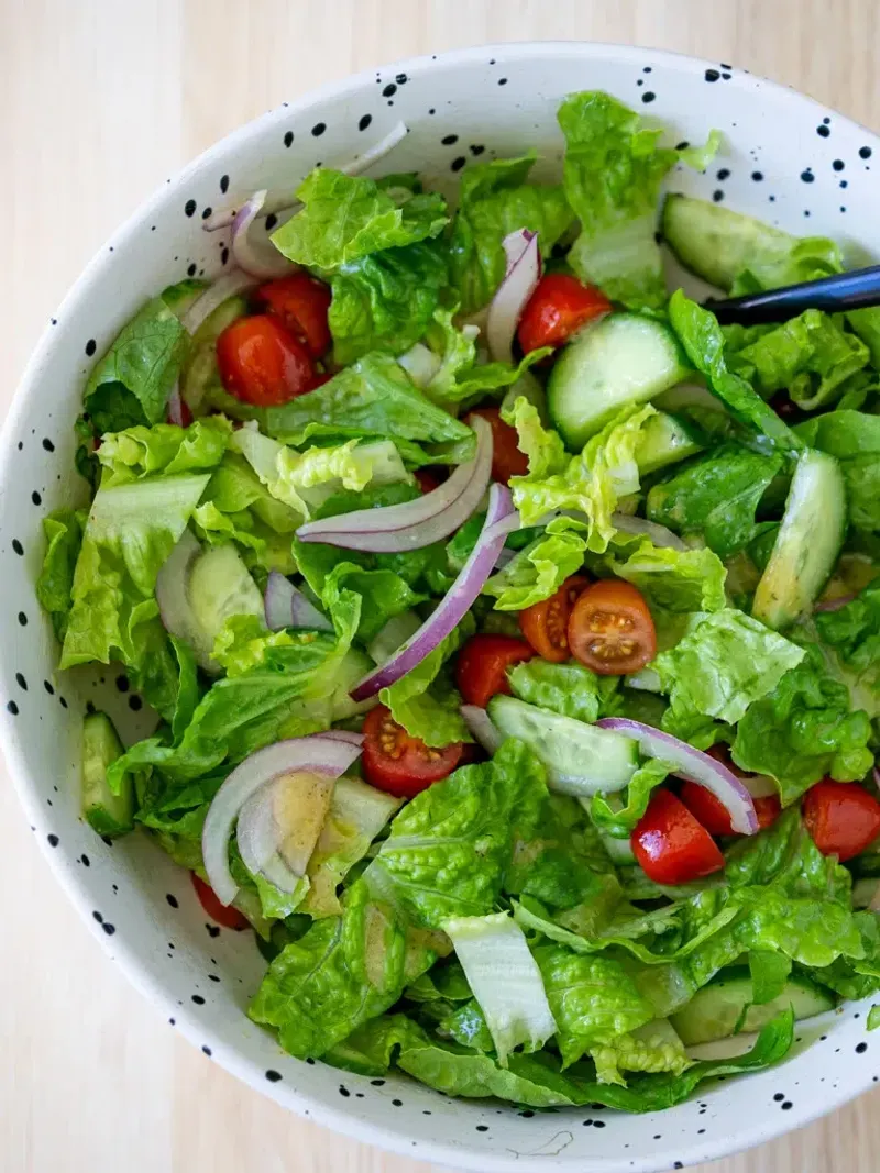 Making a Simple Salad with Dressing