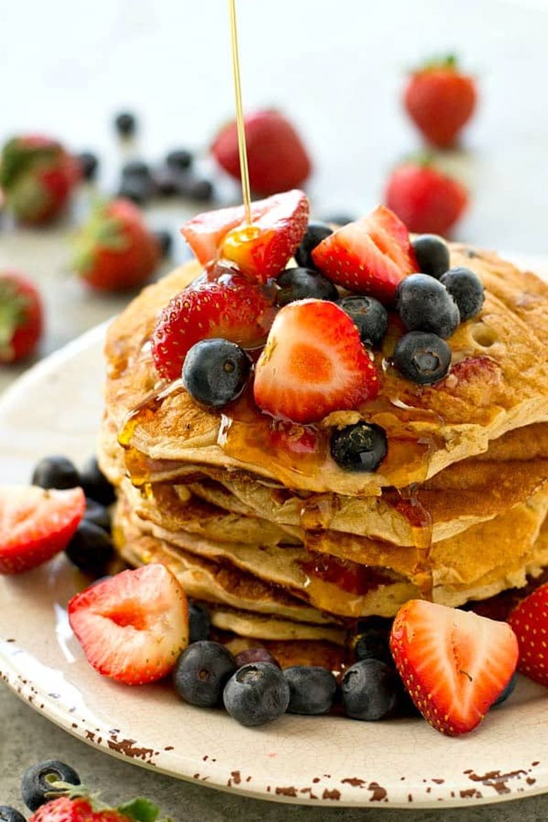 Whole Wheat Pancakes with Mixed Berries