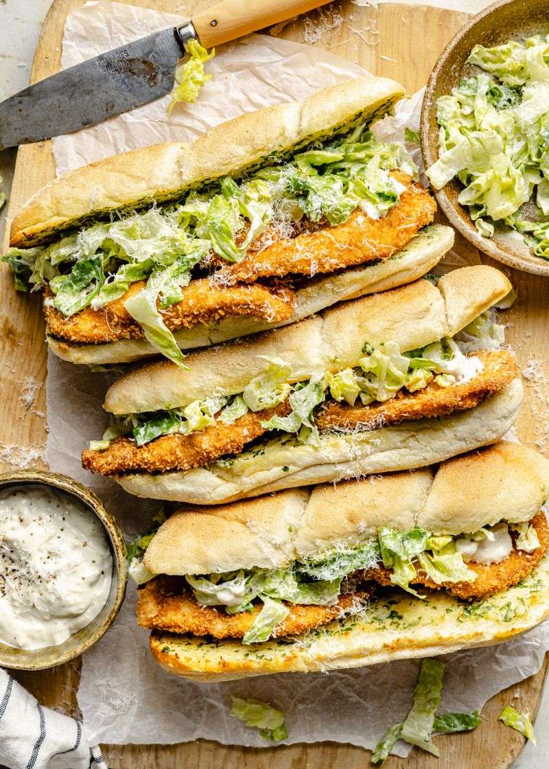 Chicken Caesar Sliders with Parmesan Crisp